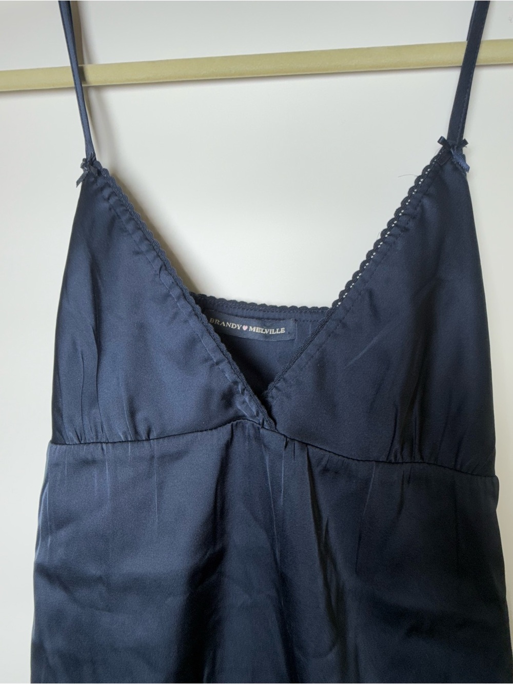Brandy Melville Navy Satin Babydoll Cami Coquette Y2K Balletcore Top Small - Picture 4 of 12